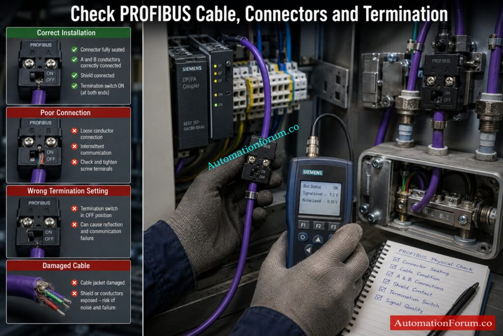 Check PROFIBUS Cable and Connectors