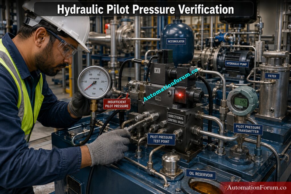 Verify Hydraulic and Pilot Pressure