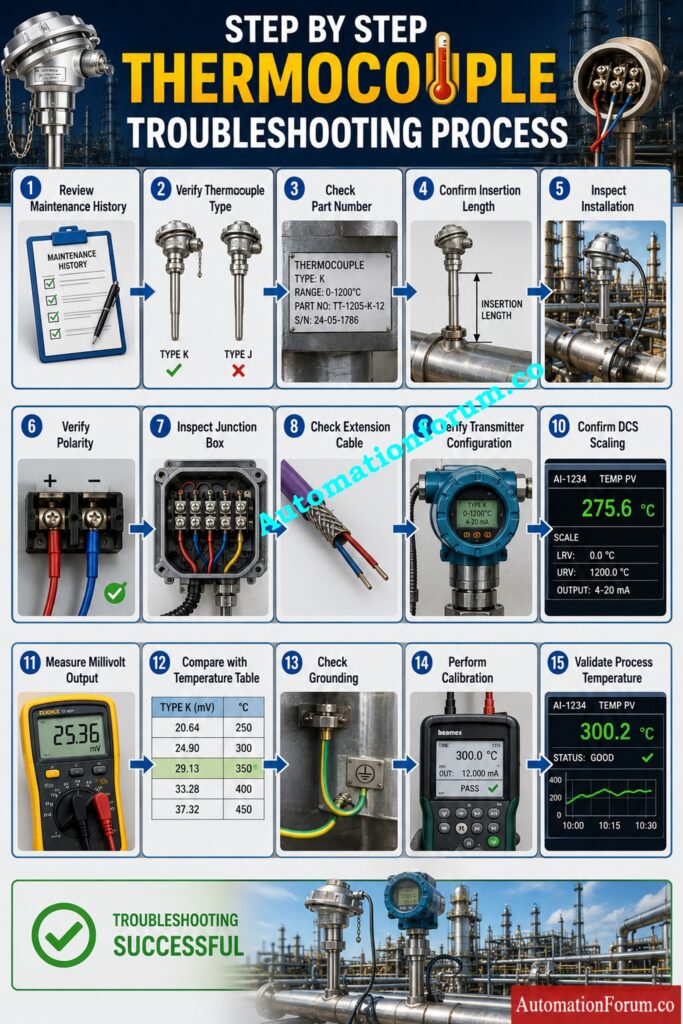Step by Step Troubleshooting Procedure for Thermocouple Reading Wrong Temperature After Replacement