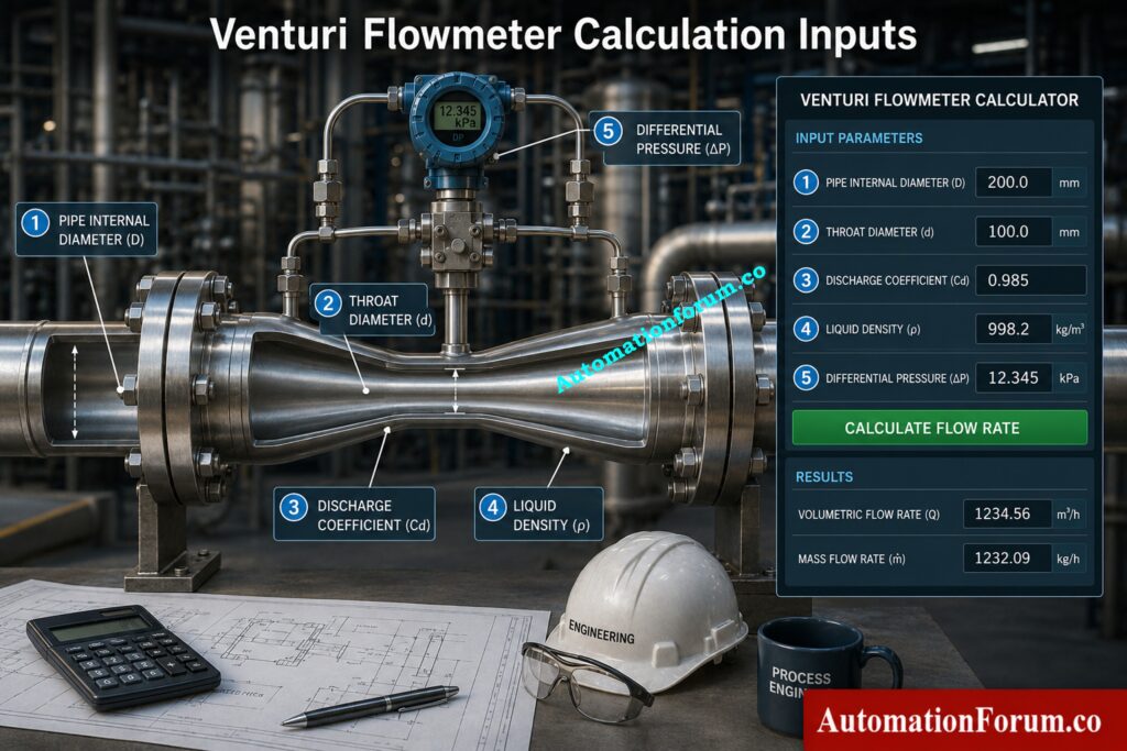  Input Used in the Venturi Flowmeter Calculator