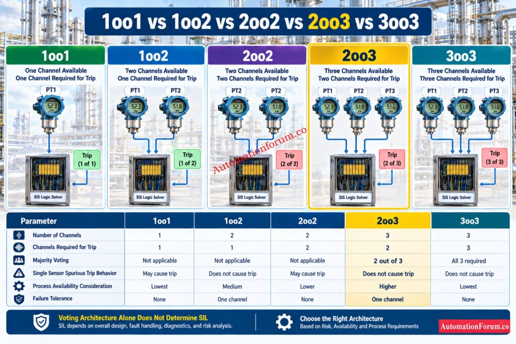 2oo3 Voting vs 1oo2 vs 2oo2 vs 3oo3