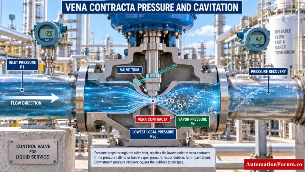 What Is Vena Contracta Pressure in a Control Valve?