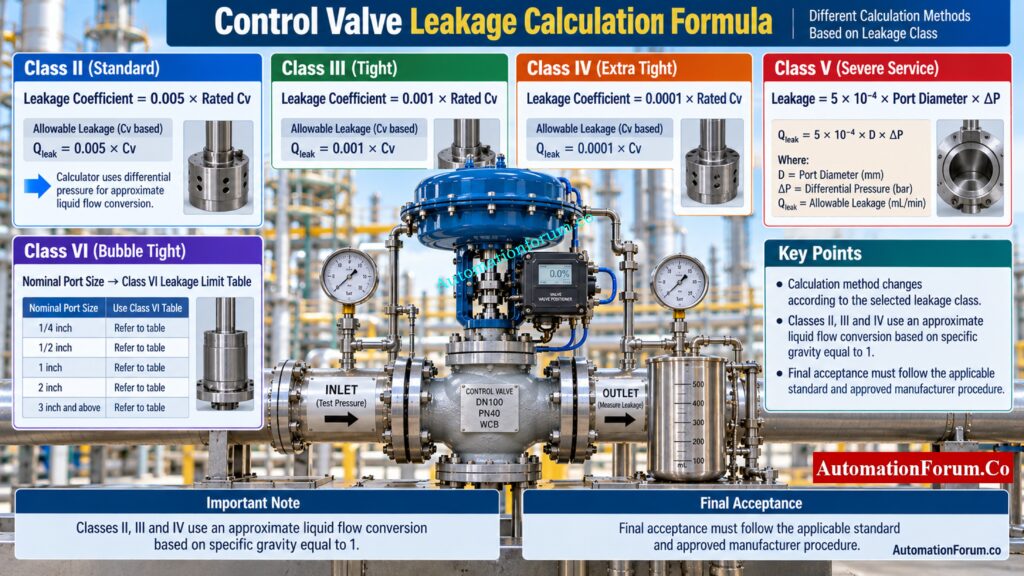 Control Valve Leakage Calculation Formula
