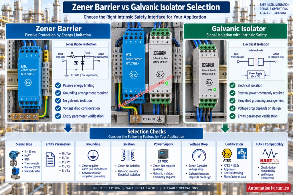 Zener Barrier and Galvanic Isolator Comparison