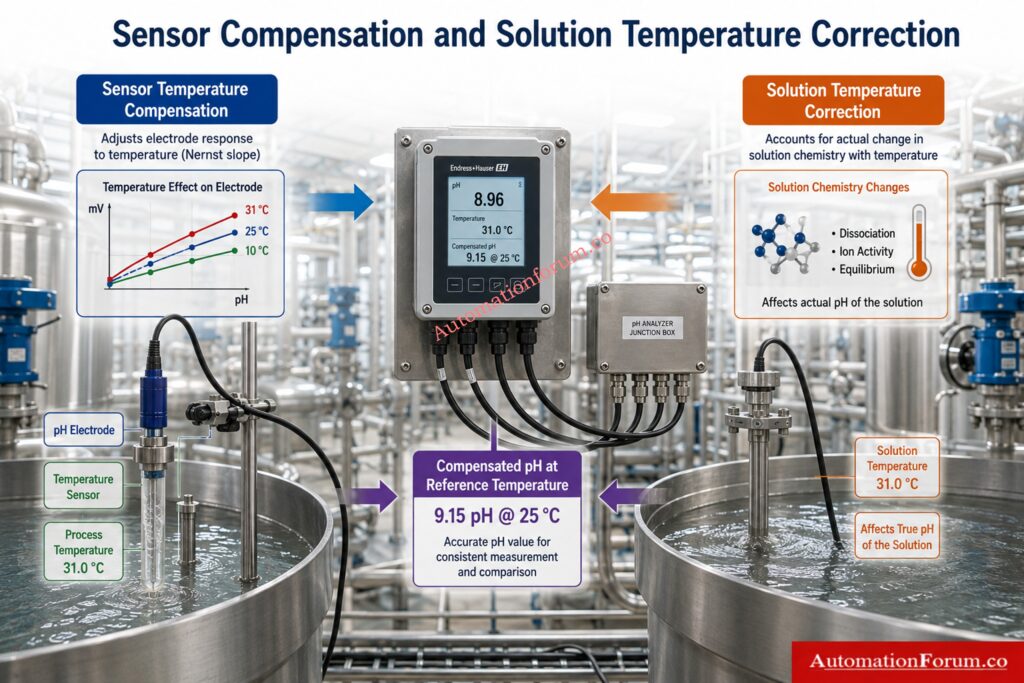 What Is the Solution Temperature Coefficient in pH Measurement?