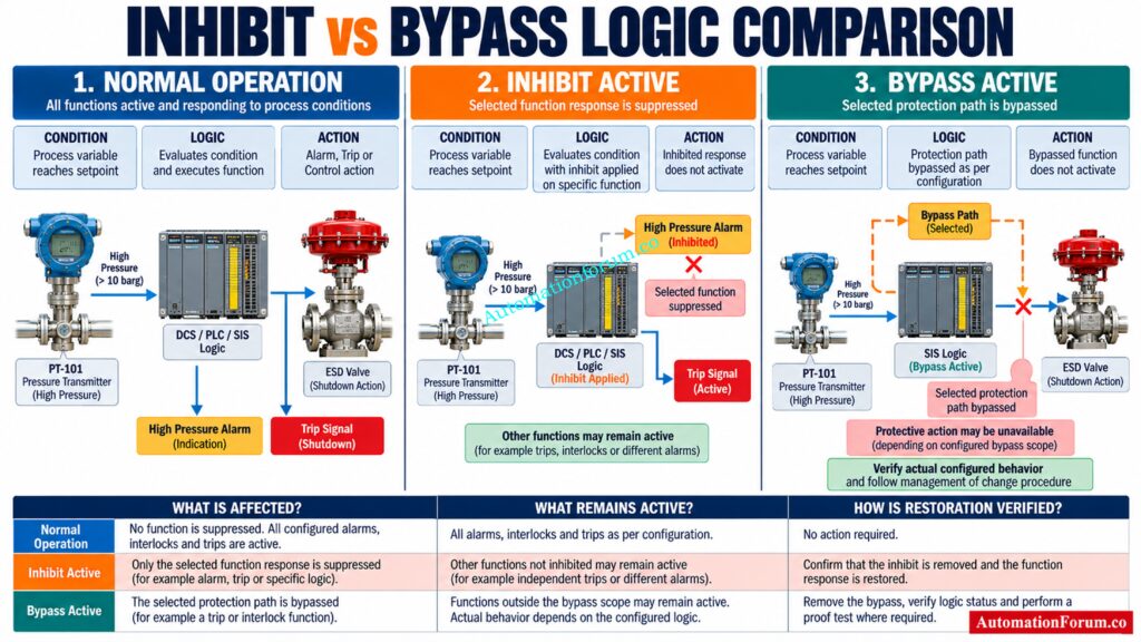 How Inhibit and Bypass Work in Control Logic