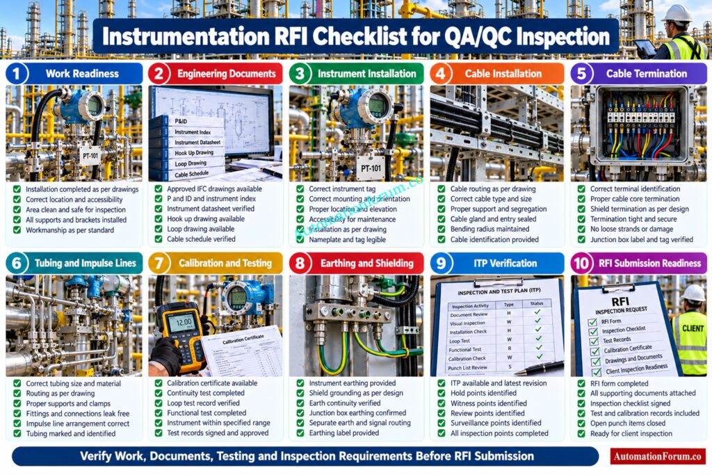 RFI Checklist for Instrumentation and E&I QA/QC