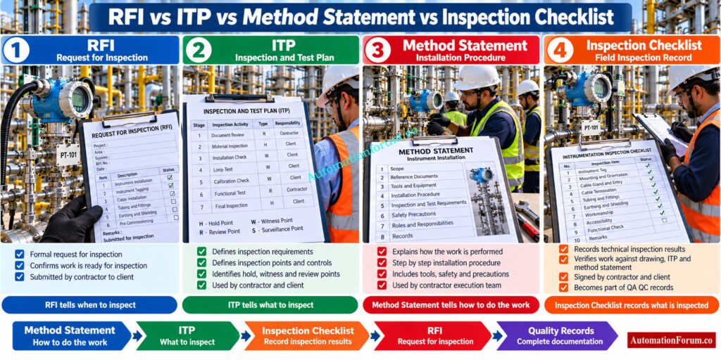 RFI vs ITP vs Method Statement vs Inspection Checklist
