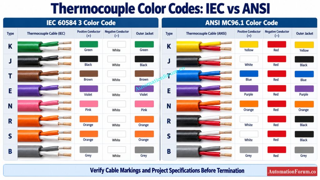  Thermocouple Wire Color and Polarity